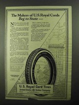 1922 U.S. Royal Cord Tires Ad - Beg to State - £14.78 GBP