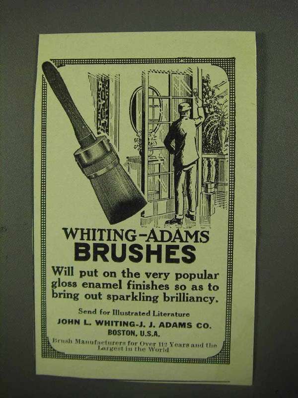 1922 Whiting-Adams Brushes Ad - Popular Finishes - £14.50 GBP