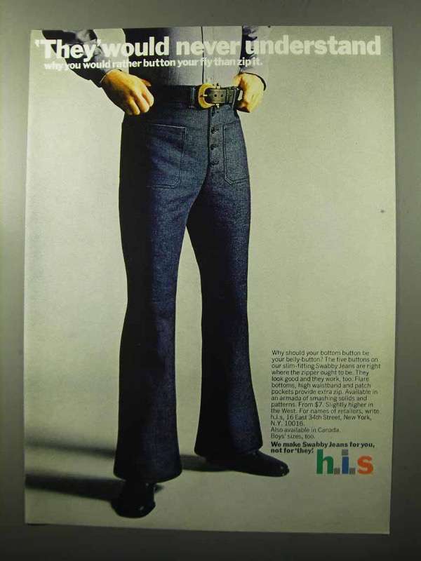 1970 h.i.s. Swabby Jeans Ad - Never Understand - £14.53 GBP