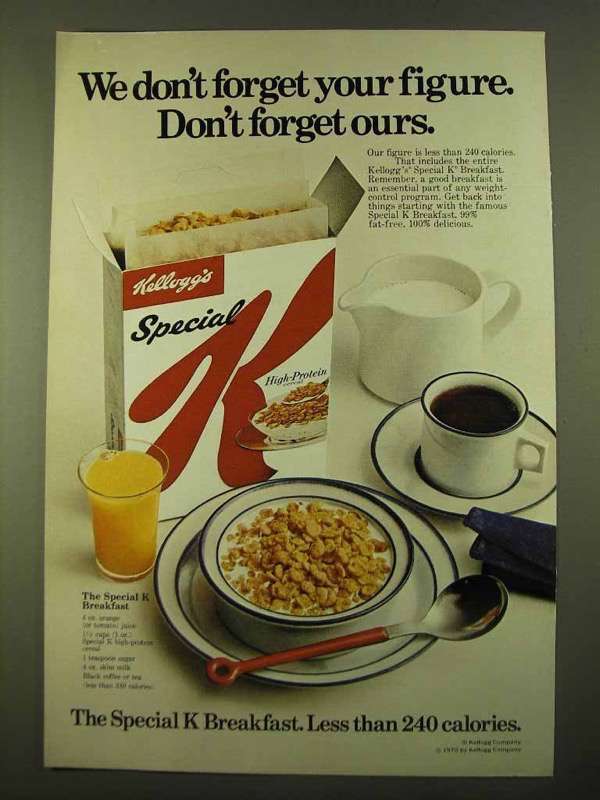1970 Kellogg's Special K Cereal Ad - Don't Forget - £14.53 GBP