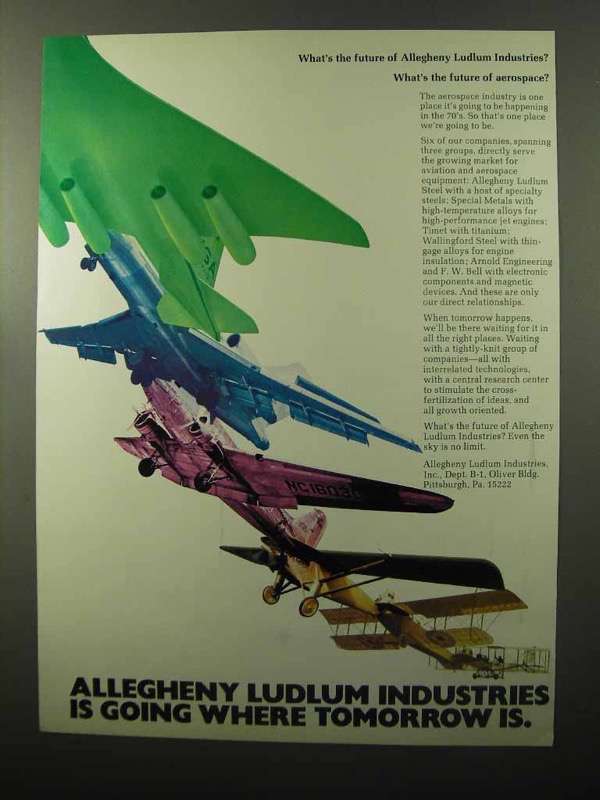 Primary image for 1970 Allegheny Ludlum Ad - What's Future of Aerospace