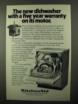 1971 KitchenAid Dish Washer Ad - Warranty on Motor - $18.49