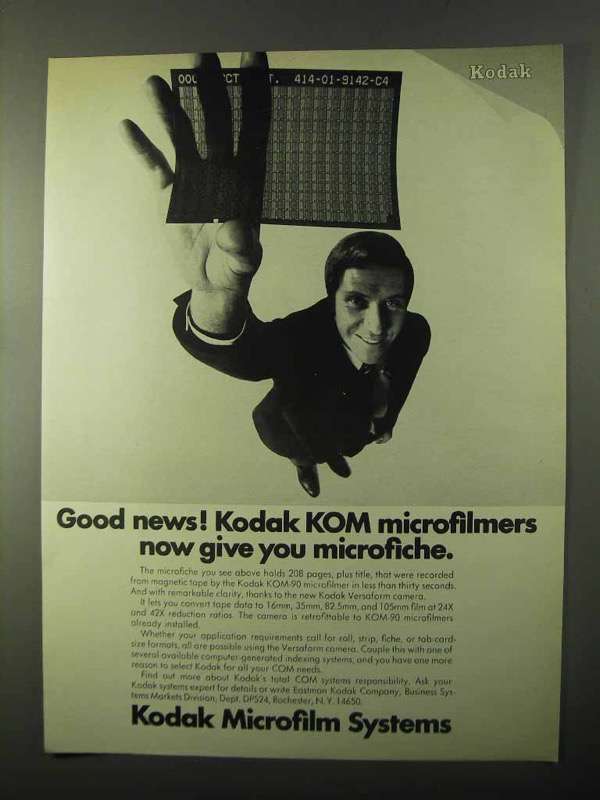 1971 Kodak Microfilm Systems Ad - KOM Microfilmers - £14.44 GBP