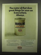 1971 Texaco Havoline Motor Oil Ad - Does Great Things - £14.56 GBP