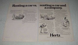 1970 Hertz Rent-a-Car Ad - Vs. Renting a Company - £14.78 GBP