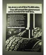 1974 Sears Steel Belted Radial Tires Ad - 72,400 Miles - £14.78 GBP