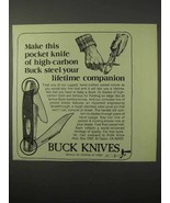 1975 Buck Knives Ad - High-Carbon Buck Steel - £14.54 GBP