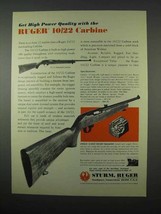 1975 Ruger 10/22 Carbine Ad - Get High Power Quality - $18.49