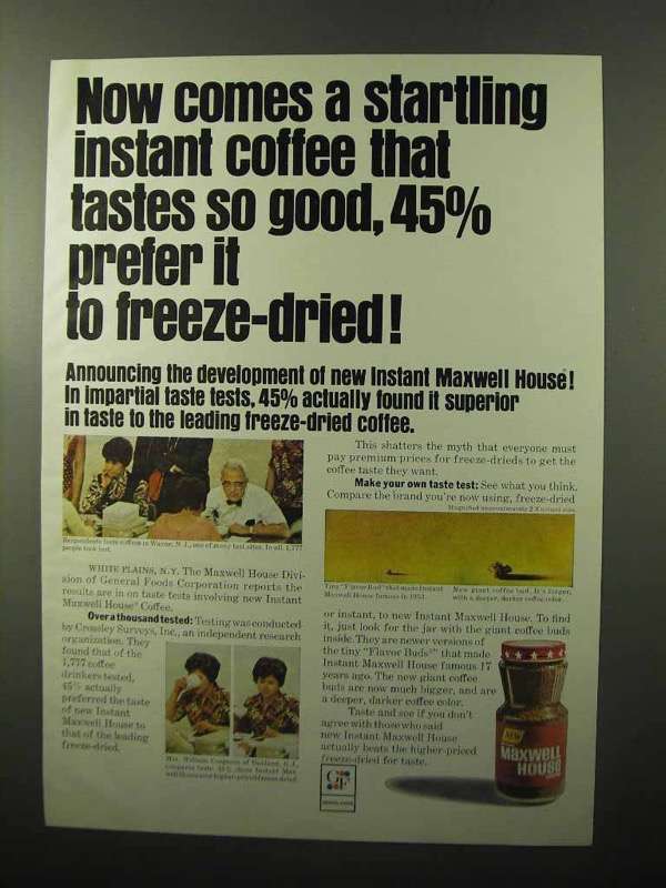 1970 Maxwell House Coffee Ad - 45% Prefer It - $18.49