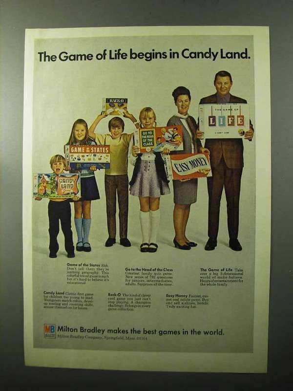 1970 Milton Bradley Game Ad - Candy Land, Rack-O, Life - $18.49