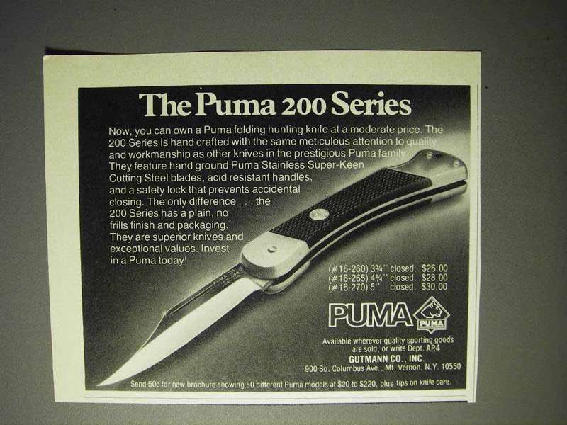 1976 Puma 200 Series Knife Ad - £14.78 GBP