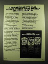 1976 Quaker State Motor Oil Ad - Made To Help - £14.55 GBP