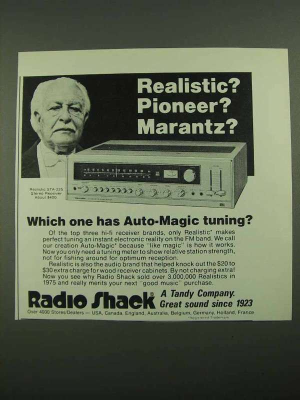 1976 Radio Shack Realistic STA-225 Stereo Receiver Ad - $18.49