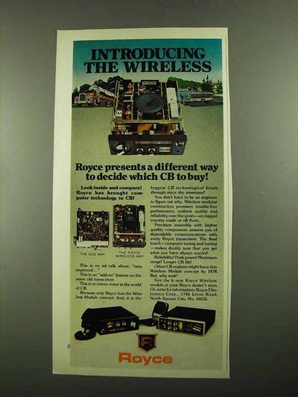 Primary image for 1976 Royce CB Radio Ad - Introducing the Wireless