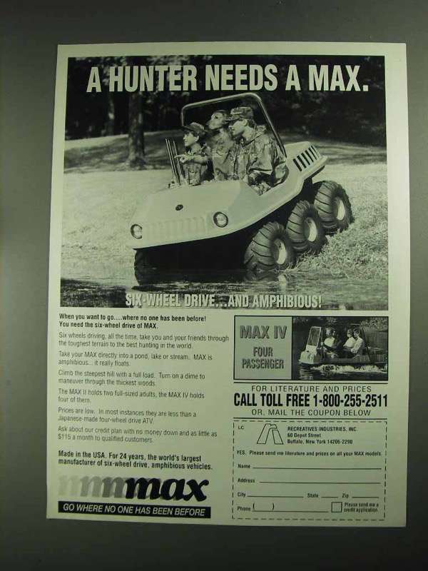 Primary image for 1994 Recreative Industries Max and Max IV ATV Ad