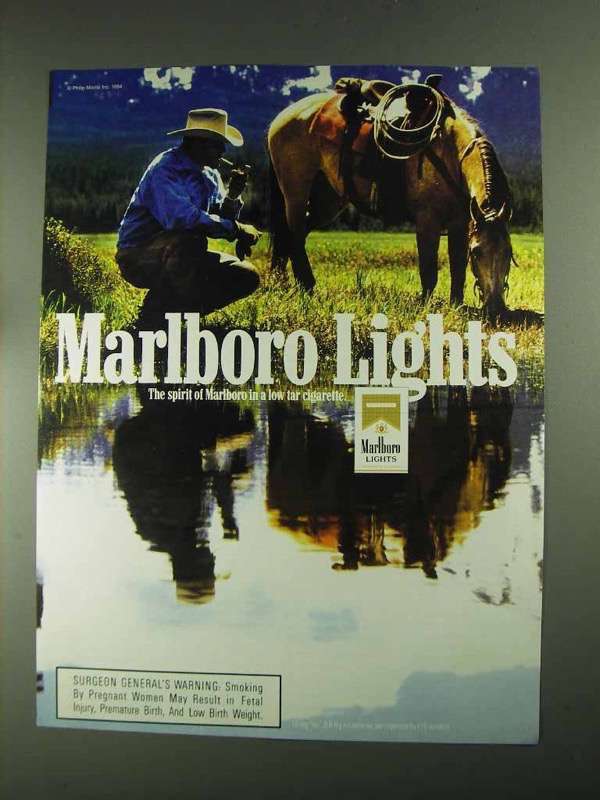 1994 Marlboro Lights Cigarettes Ad - Marlboro Man - £14.65 GBP