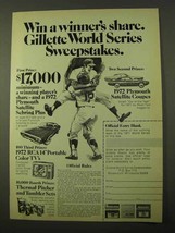 1971 Gillette Razors Ad - World Series Sweepstakes - $18.49