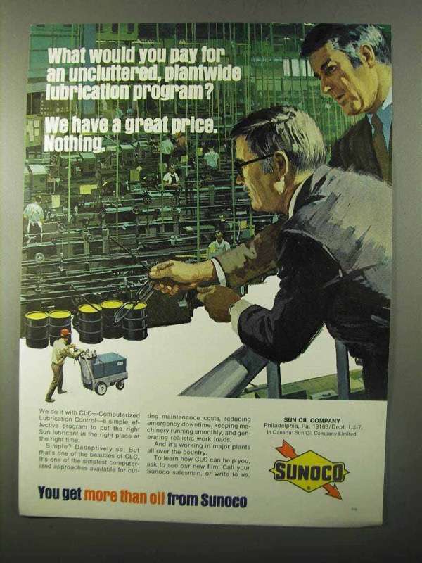 1971 Sunoco Oil Ad - Uncluttered Lubrication Program - £14.58 GBP