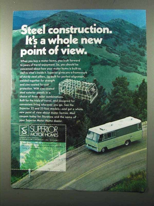 1971 Superior Motor Homes Ad - Steel Construction - $18.49