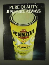 1974 Pennzoil Motor Oil Ad - Pure Quality Like Always - £14.81 GBP