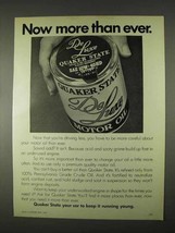 1974 Quaker State Motor Oil Ad - Now More Than Ever - £14.61 GBP