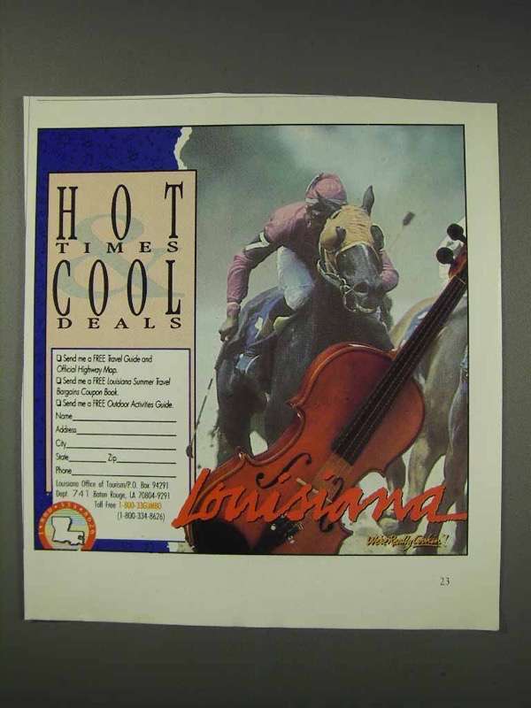 Primary image for 1991 Louisiana Tourism Ad - Hot Times Cool Deals - NICE