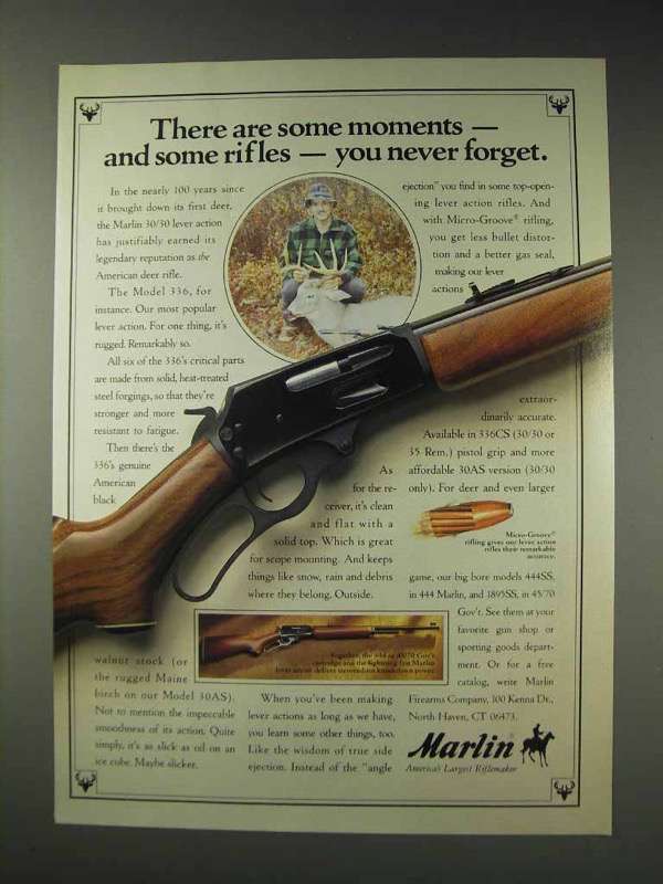 Primary image for 1991 Marlin 336 Rifle Ad - There Are Some Moments