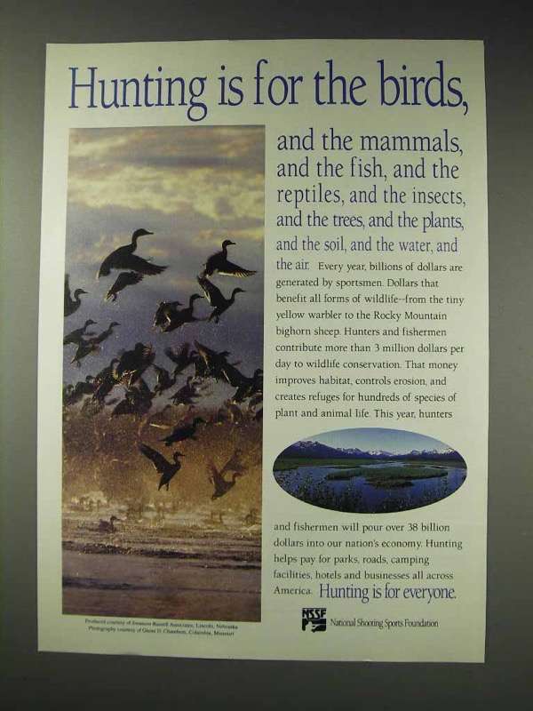 Primary image for 1991 National Shooting Sports Foundation Ad - For Birds