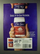 1992 Old Spice Deodorant Ad - Double Up On Prevention - £14.45 GBP