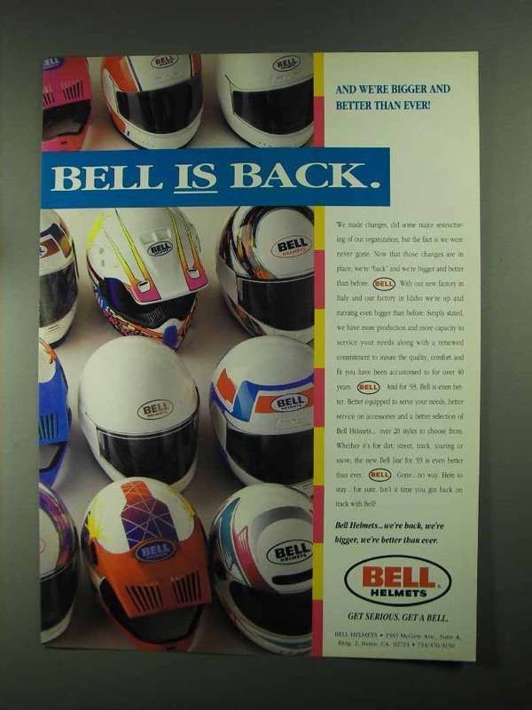 1993 Bell Helmets Ad - Bell Is Back - £14.54 GBP
