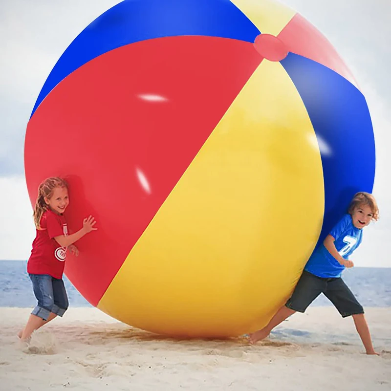 Huge Jumbo Toys Inflatable Beach Balls 6.5 Feet Blow up Rainbow Color Wat - £85.67 GBP+
