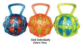 Caged Ball Rubber Dog Toy Tugs Tough Rubber Squeaky Bounce Float 8&quot; Colo... - $21.67