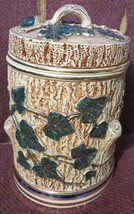 antique Majolica stoneware Ceramic Cannister cookie jar - $17.75