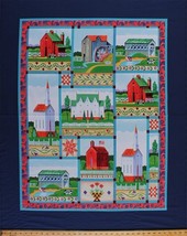 35&quot; X 44&quot; Panel Jim Shore Village Farm Folk Art Houses Cotton Fabric D481.21 - £14.18 GBP