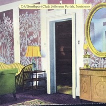 Old Southport Club Antique Decor Postcard Linen Jefferson Parish Louisiana - £7.86 GBP