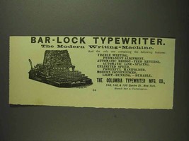 1893 Columbia Bar-Lock Typewriter Ad - £14.49 GBP