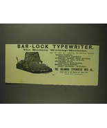 1893 Columbia Bar-Lock Typewriter Ad - £14.55 GBP
