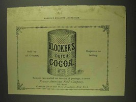 1893 Blooker&#39;s Dutch Cocoa Ad - Sold By All Grocers - £14.53 GBP