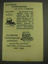 1893 Hammond Universal and Ideal Keyboard Typewriter Ad - £14.62 GBP