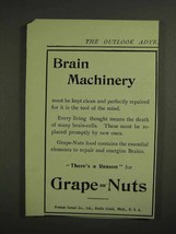 1907 Postum Grape-Nuts Cereal Ad - Brain Machinery - $18.49