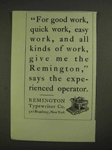 1903 Remington Typewriter Ad - For Good Work - $18.49