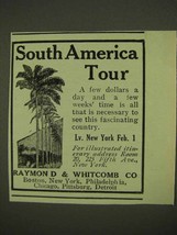 1911 Raymond &amp; Whitcomb Cruise Ad - South America - £14.74 GBP