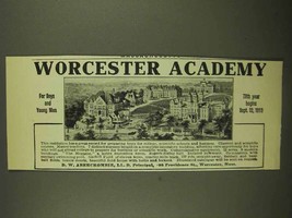 1911 Worcester Academy Ad - For Boys and Young Men - $18.49