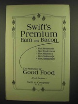 1911 Swift&#39;s Premium Hams and Bacon Ad - £14.45 GBP