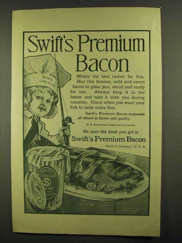 1911 Swift's Premium Bacon Ad - Swift's Little Cook - $18.49