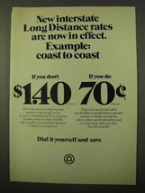 1971 Bell Long Distance Ad - Interstate Rates In Effect - £14.53 GBP