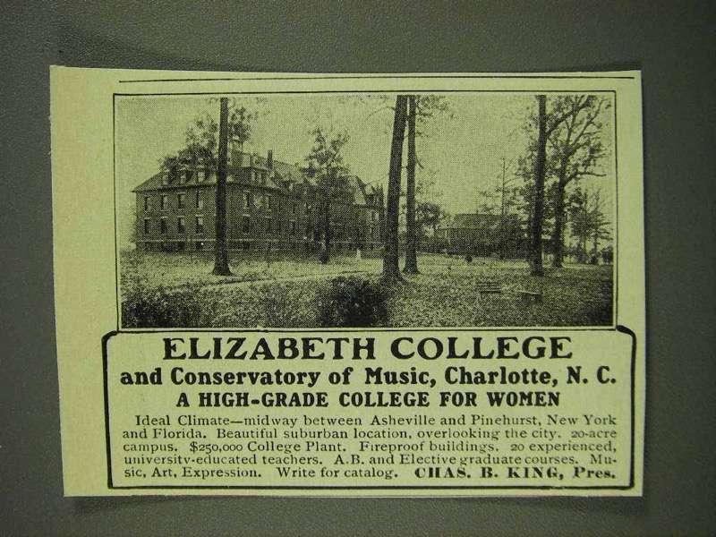 1908 Elizabeth College and Conservatory of Music Ad - $18.49