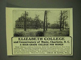 1908 Elizabeth College and Conservatory of Music Ad - £14.81 GBP