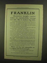 1908 Franklin Model H Touring Car Ad - Excessive Weight - $18.49