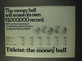 1972 Acushnet Titleist Golf Ball Ad - The Money Ball - $18.49